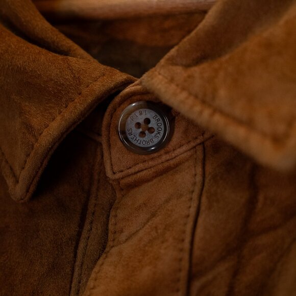 Brooks Brothers Men's Brown Suede Leather Button Up Overshirt - Picture 4 of 7